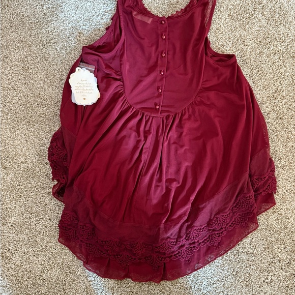 ALTAR’D STATE Burgundy Lace Sleeveless Top - Picture 2 of 3